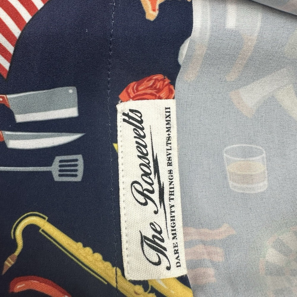 RSVLTS Parks and Rec Button Down Shirt Ron Swanson Pawnee Mens XL X-Large Blue - Picture 5 of 9